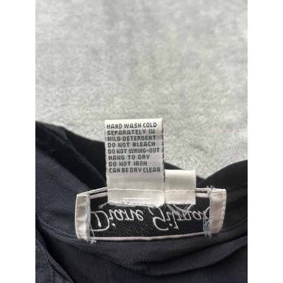 Diane Gilman Womens Large Black Silk & Velvet Long Sleeve Shirt Cottage Core - Picture 7 of 8